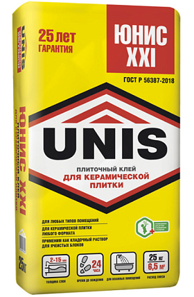 Клей плиточный Unis XXI 25 кг